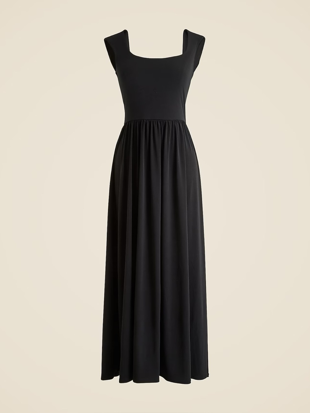 J.Crew Black Classic Minimalist Basic Cap-Sleeve Matte Jersey Midi Dress XXL